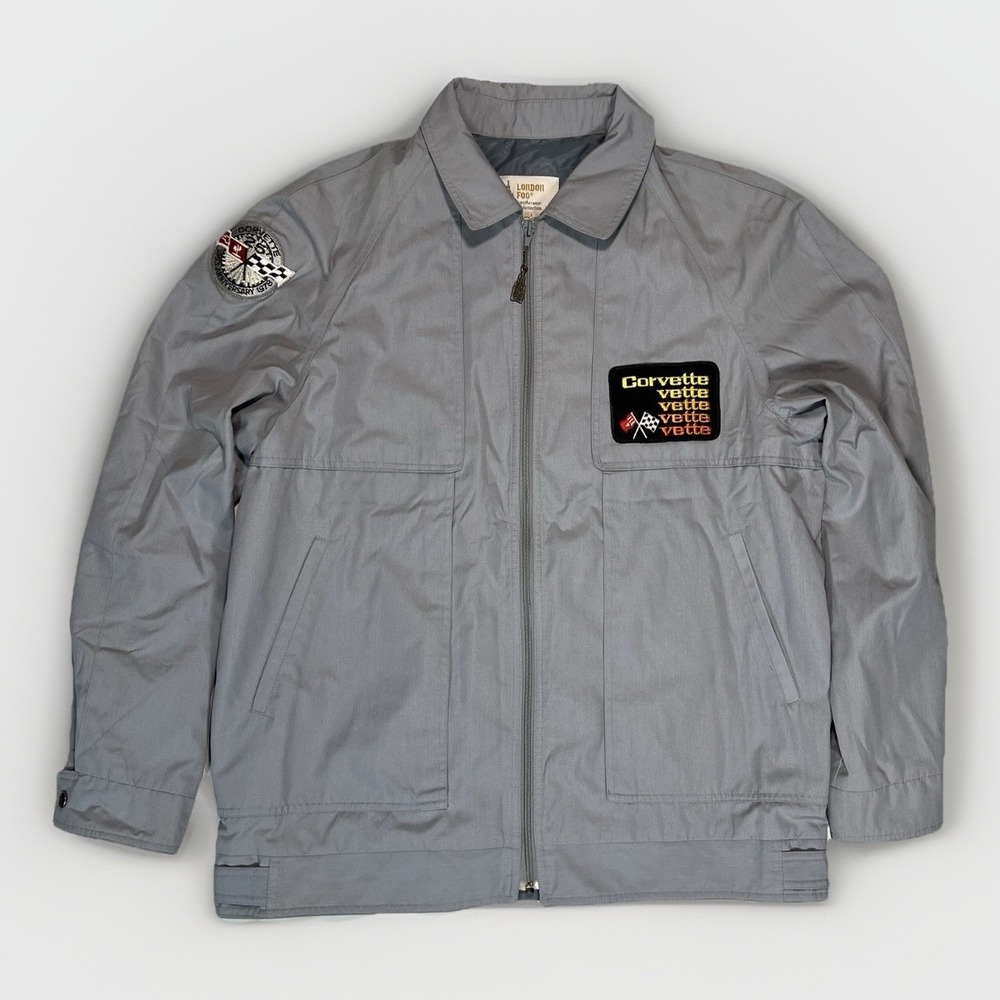 VINTAGE CORVETTE 25TH ANNIVERSARY PATCH LONDON FOG BOMBER‎ JACKET SIZE 44 LONG